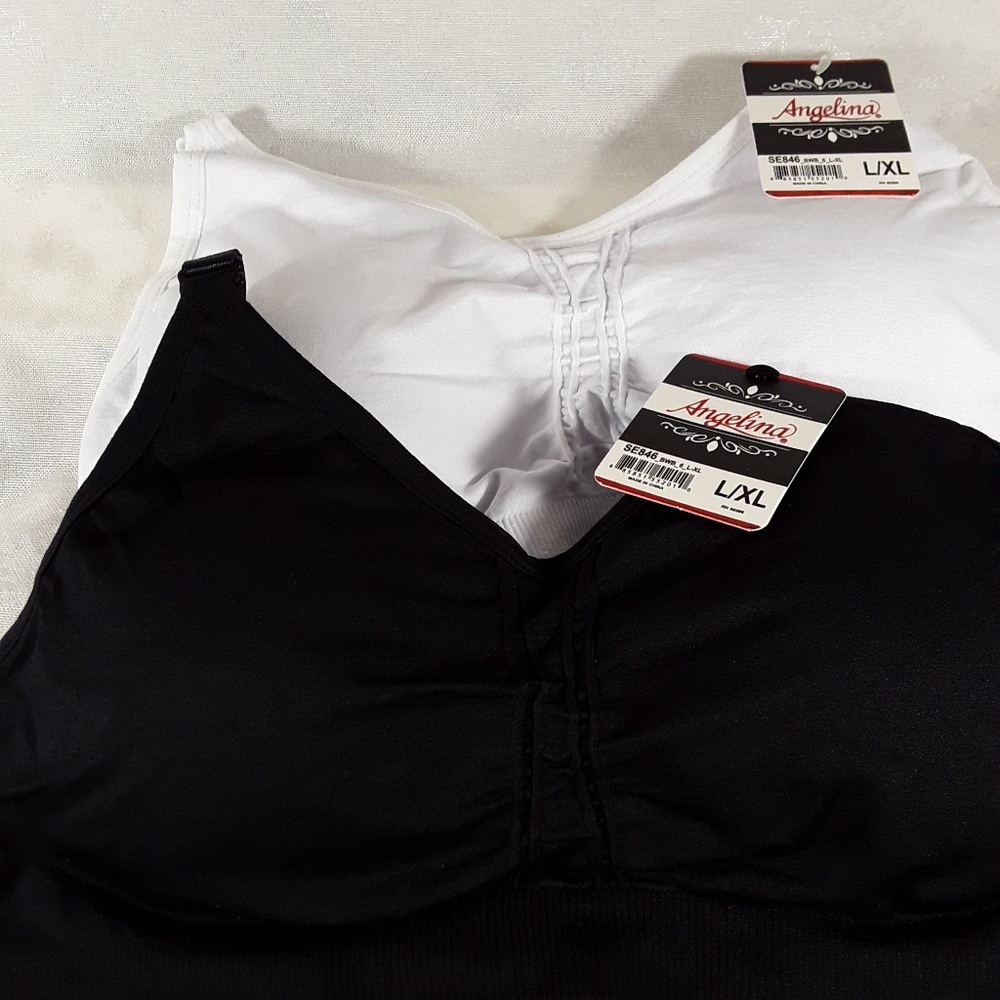Angelina 2pk white and black l/xl bras